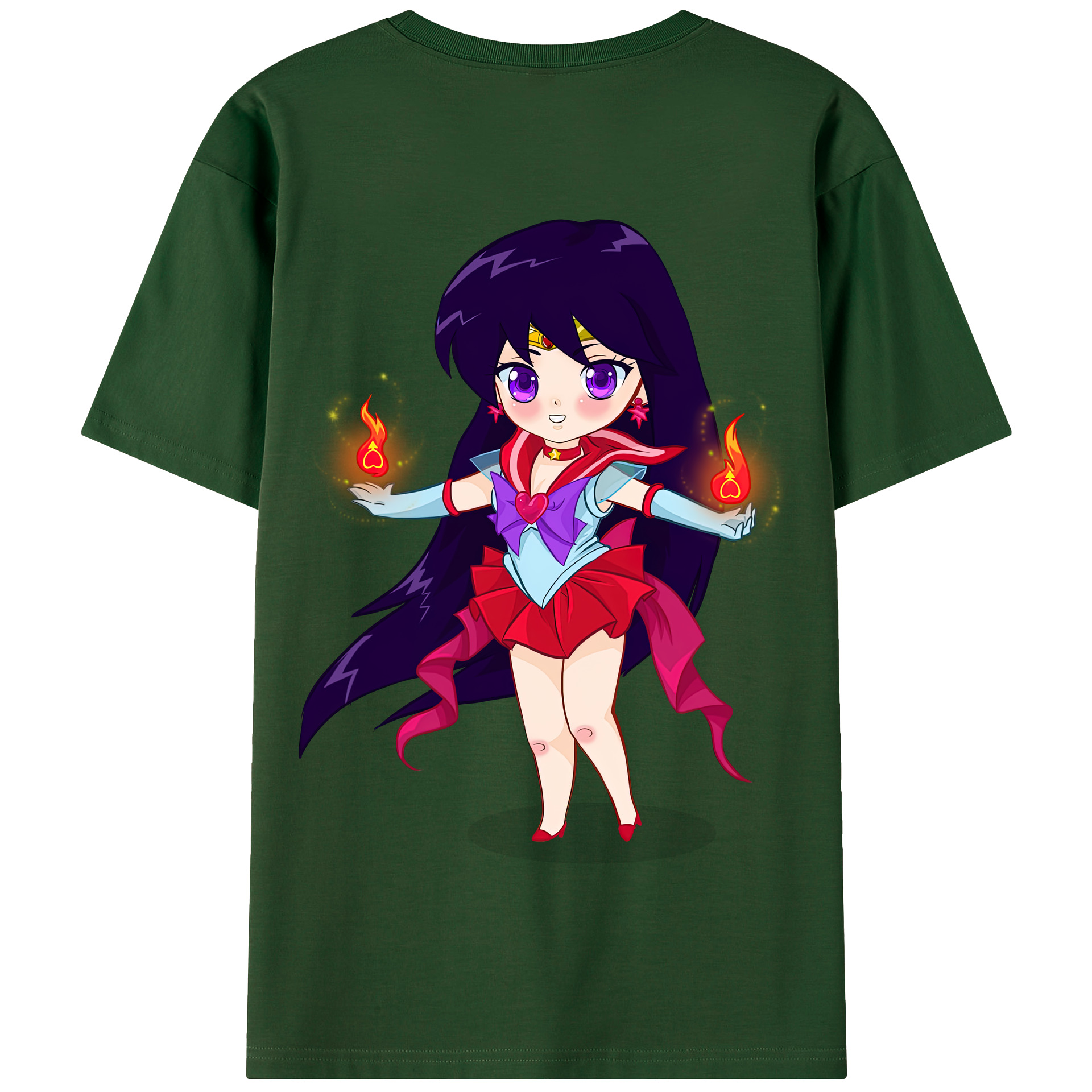 （画像用） 美少女戦士セーラームーン 火野レイ ひの レイ Sailor Moon Hino Rei （セーラーマーズ,Sailor Mars） 綿100％半袖Tシャツ（背面プリント）